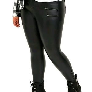 Torrid Coated Ponte Multi Zip Skinny Ankle Pants